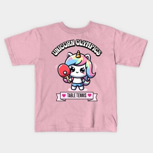 Table Tennis Unicorn Olympics 🏓🦄 -  Smashing Cuteness! Kids T-Shirt